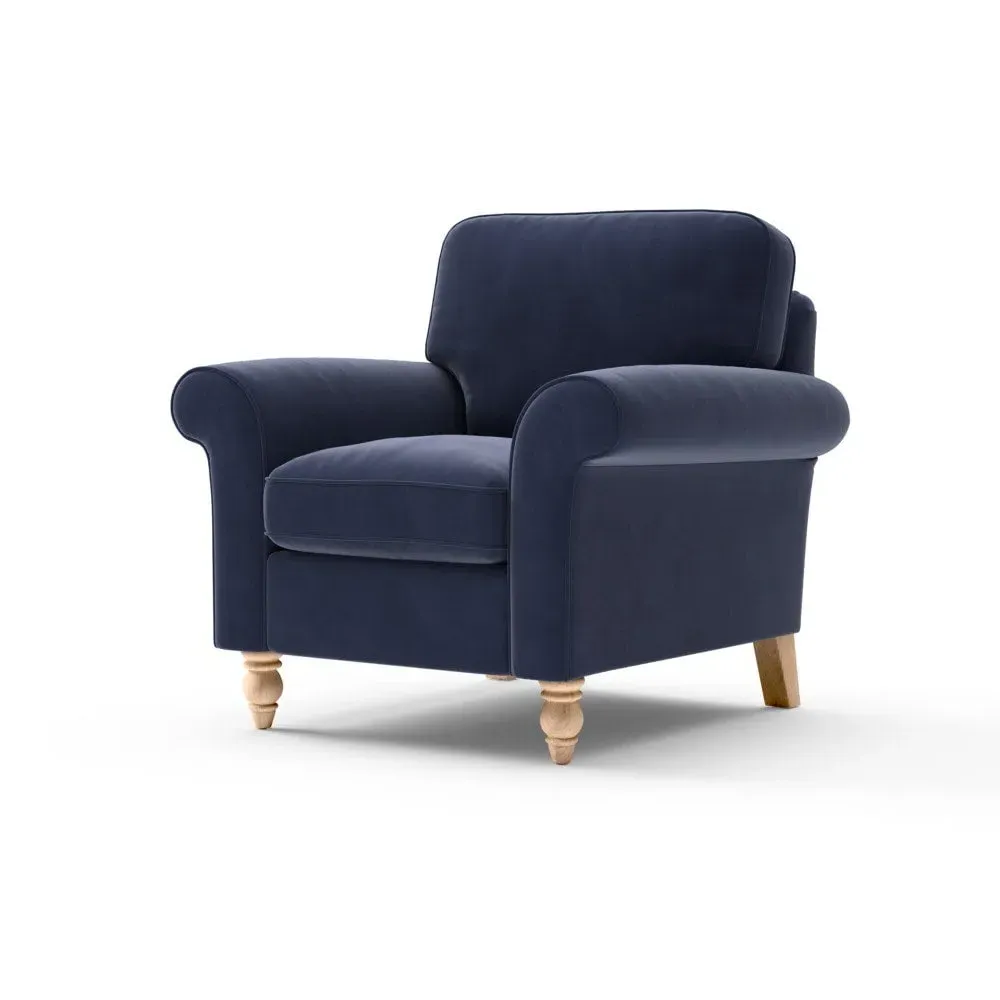 Armchair - Deep Blue, Matt Velvet
