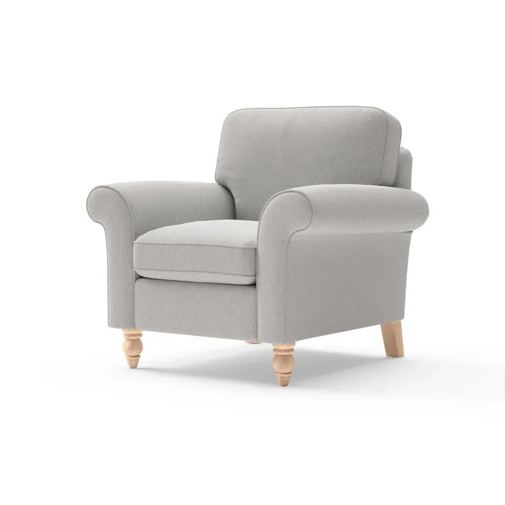 Armchair - Light Grey, Chunky Cotton
