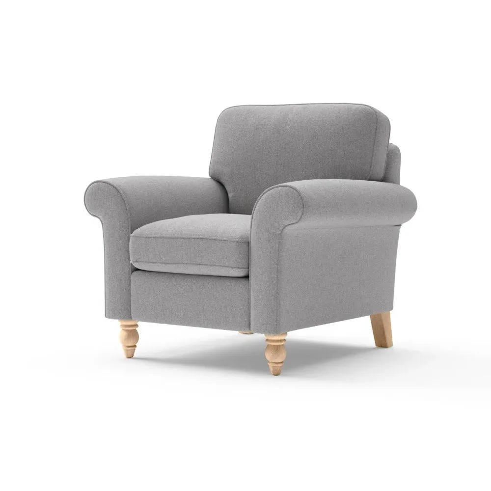 Armchair with Scrolled Arms - Grey