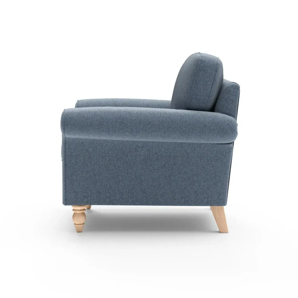 Armchair with Scrolled Arms - Indigo