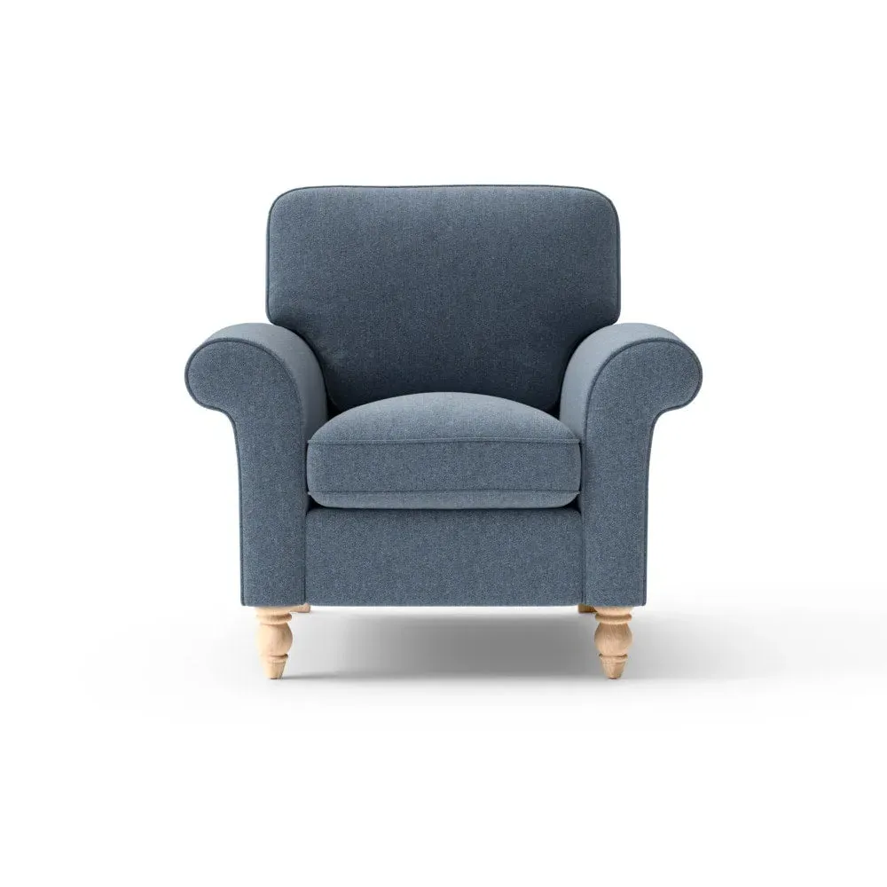 Armchair with Scrolled Arms - Indigo