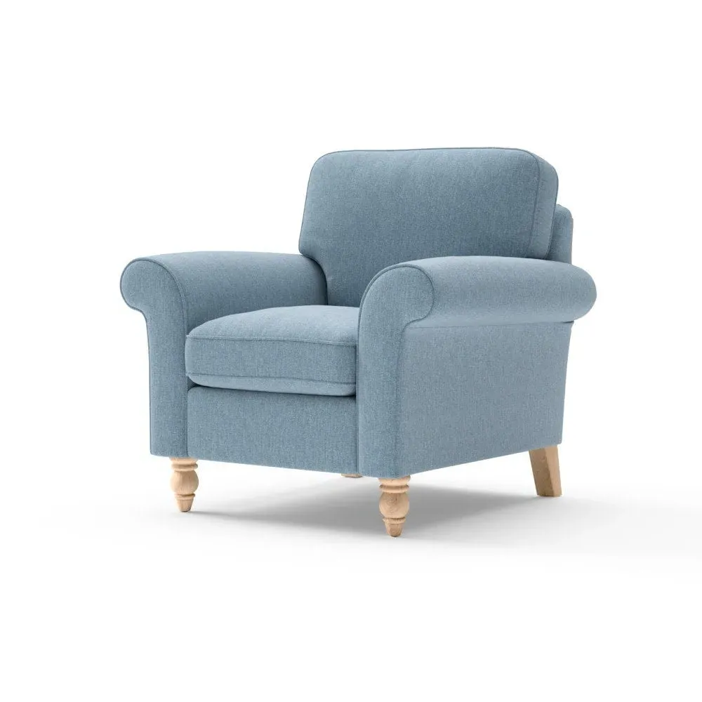 Armchair with Scrolled Arms - Teal