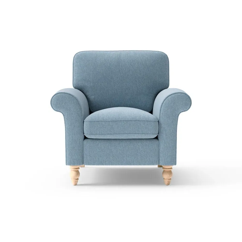 Armchair with Scrolled Arms - Teal