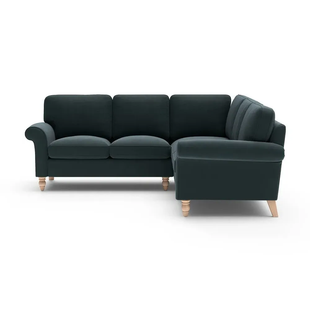 Corner Sofa - Blue, Velvet