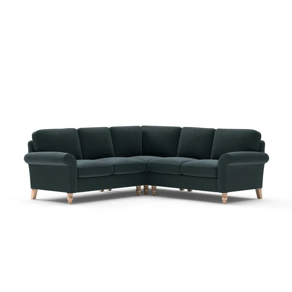 Corner Sofa - Blue, Velvet