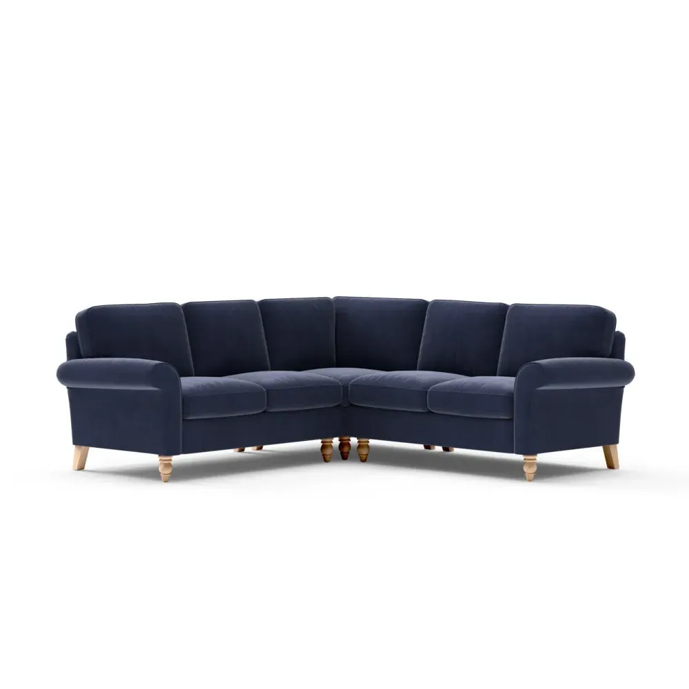 Corner Sofa - Deep Blue, Velvet