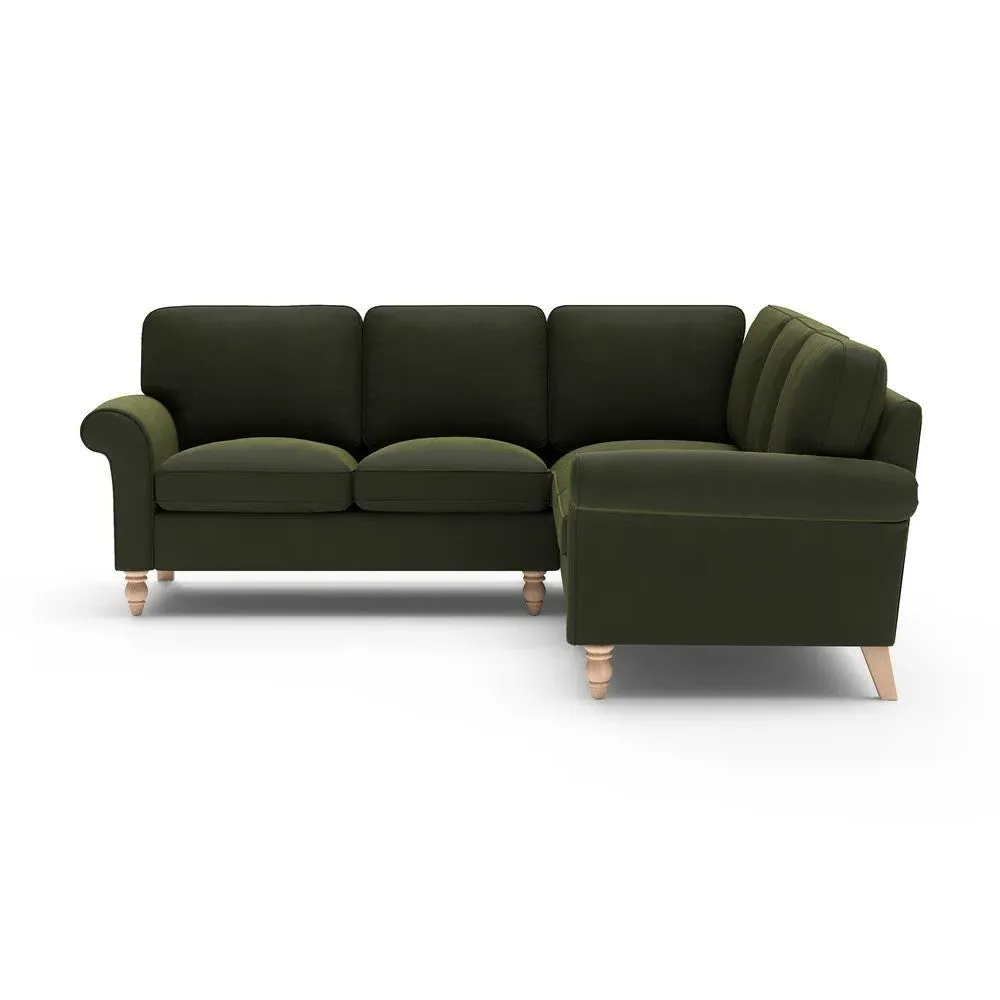 Corner Sofa - Forest Green, Velvet