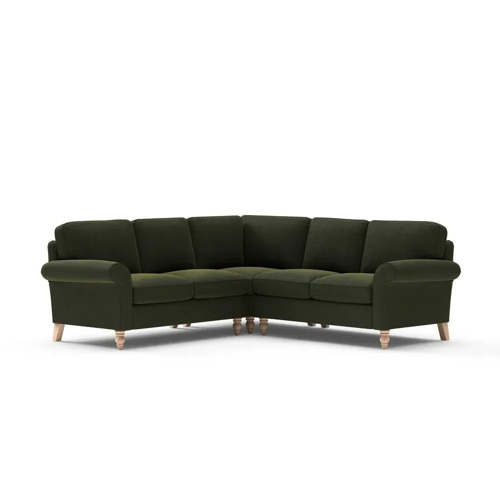 Corner Sofa - Forest Green, Velvet
