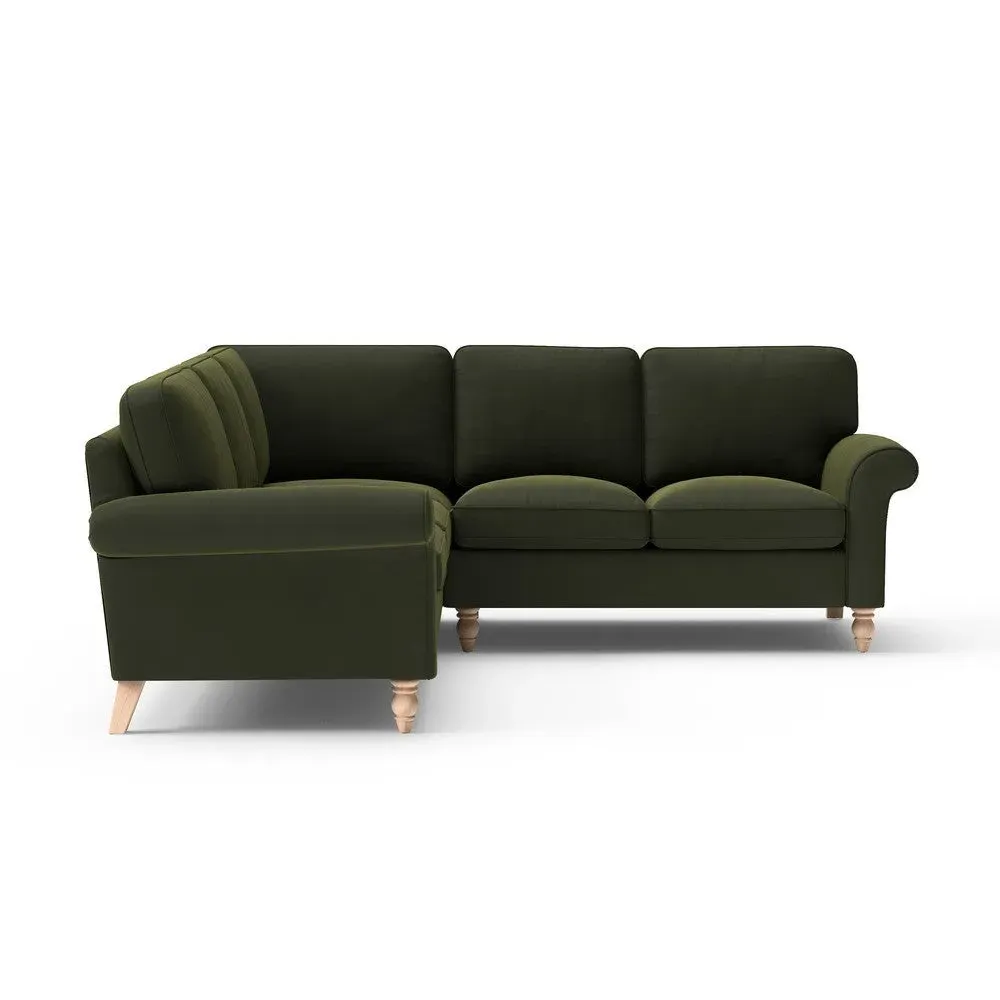 Corner Sofa - Forest Green, Velvet