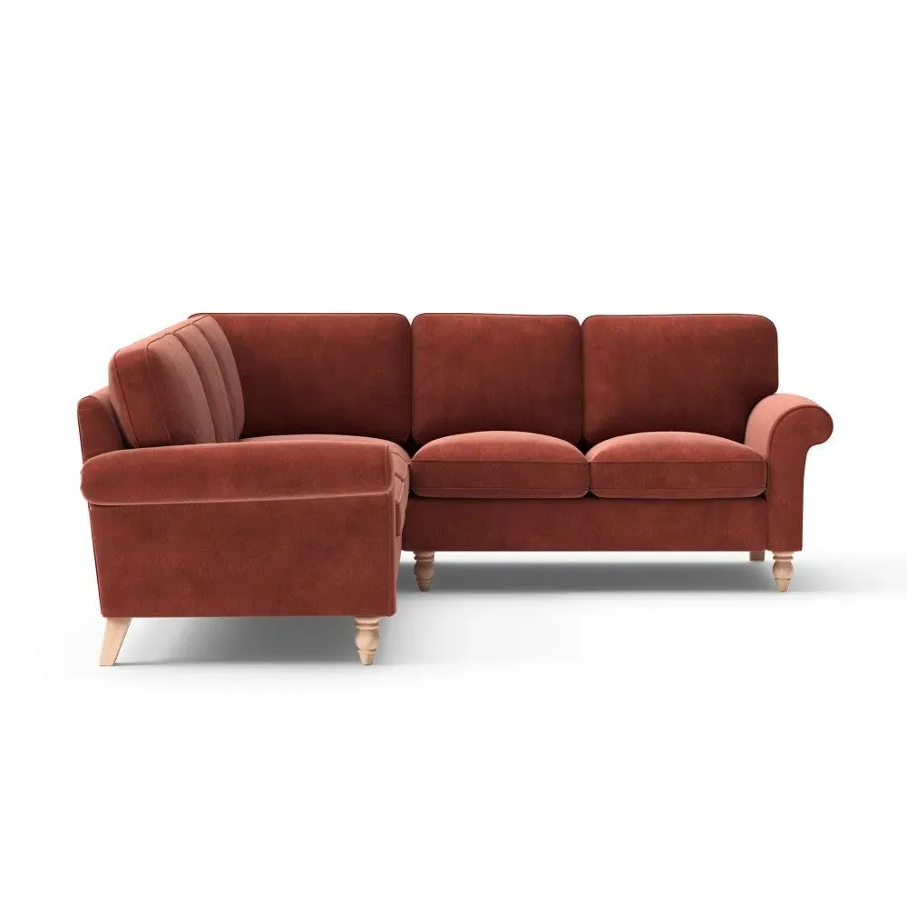 Corner Sofa - Red, Velvet