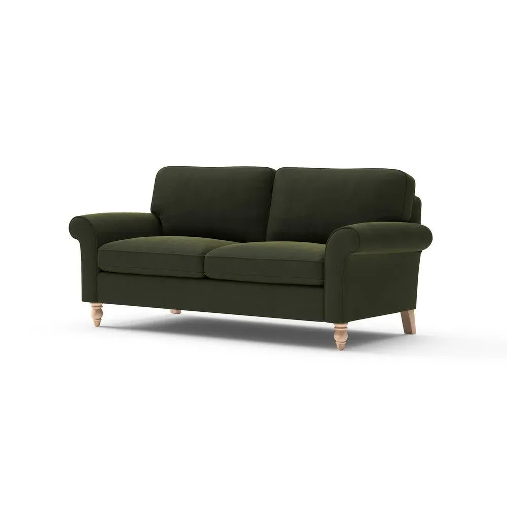Hurley 3-Seater Sofa - Forest Green, Matt Velvet