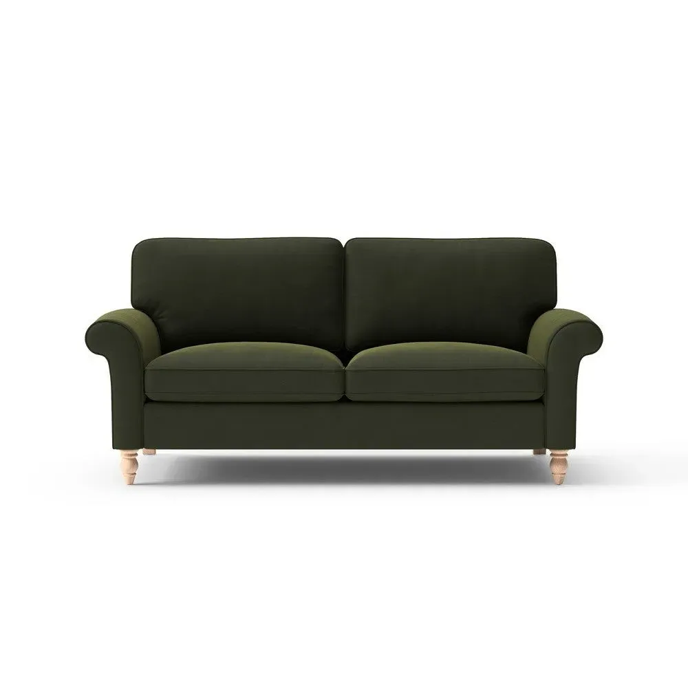 Hurley 3-Seater Sofa - Forest Green, Matt Velvet