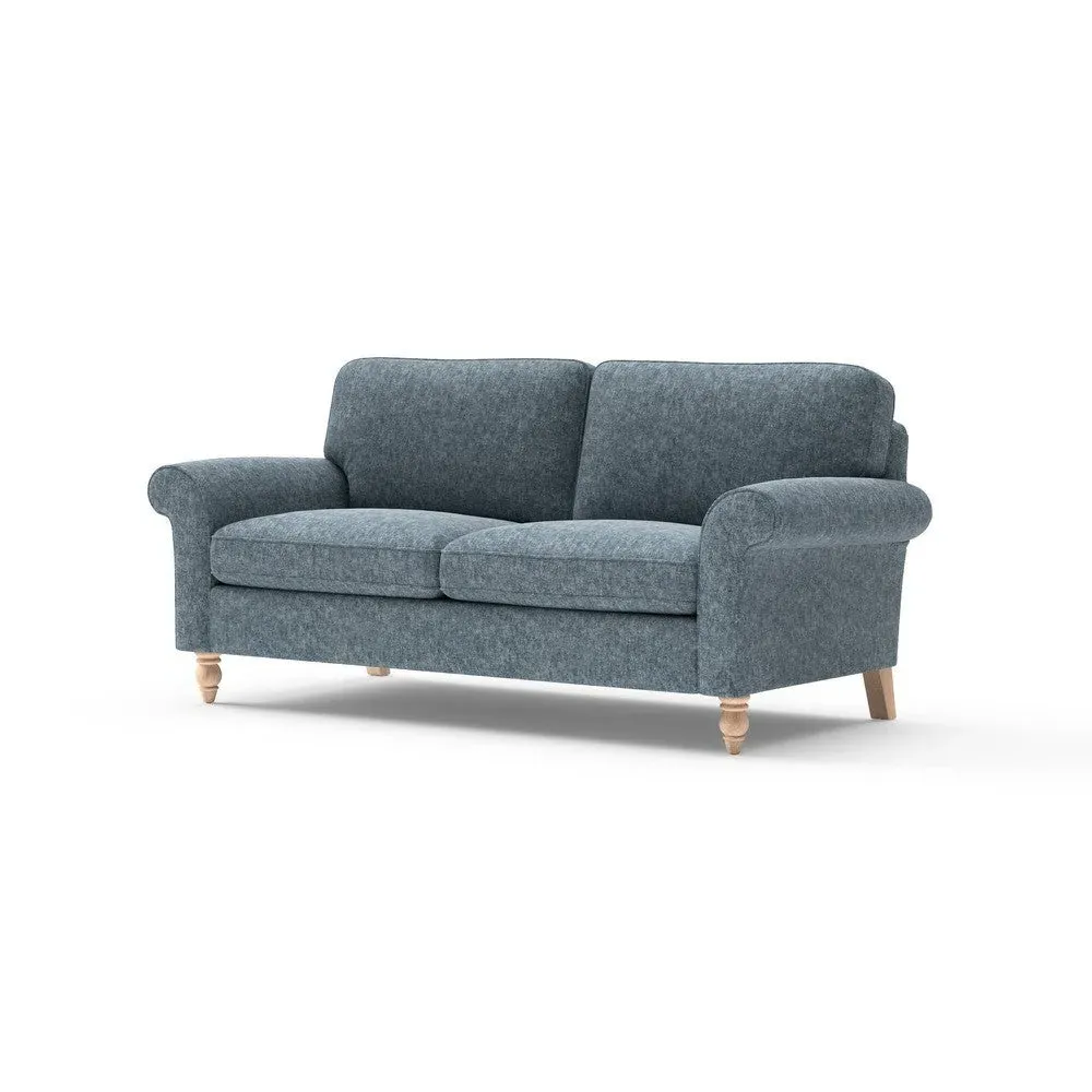 Hurley 3-Seater Sofa - Mid Blue, Aquaclean Oxford