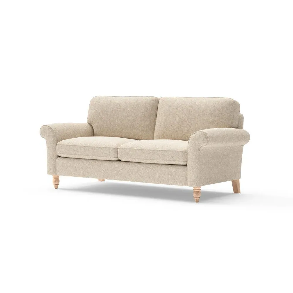 Hurley 3-Seater Sofa - Natural, Aquaclean Oxford