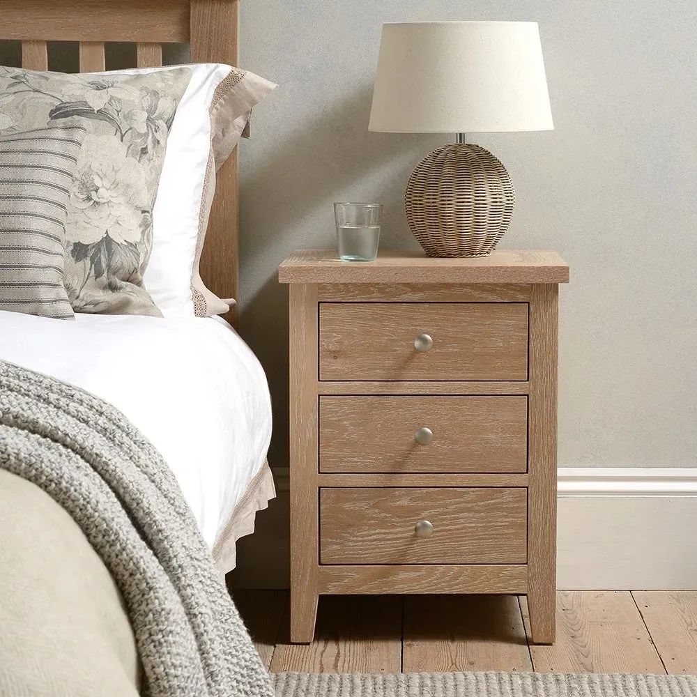 3 Drawer Bedside - Whitewash, Oak image