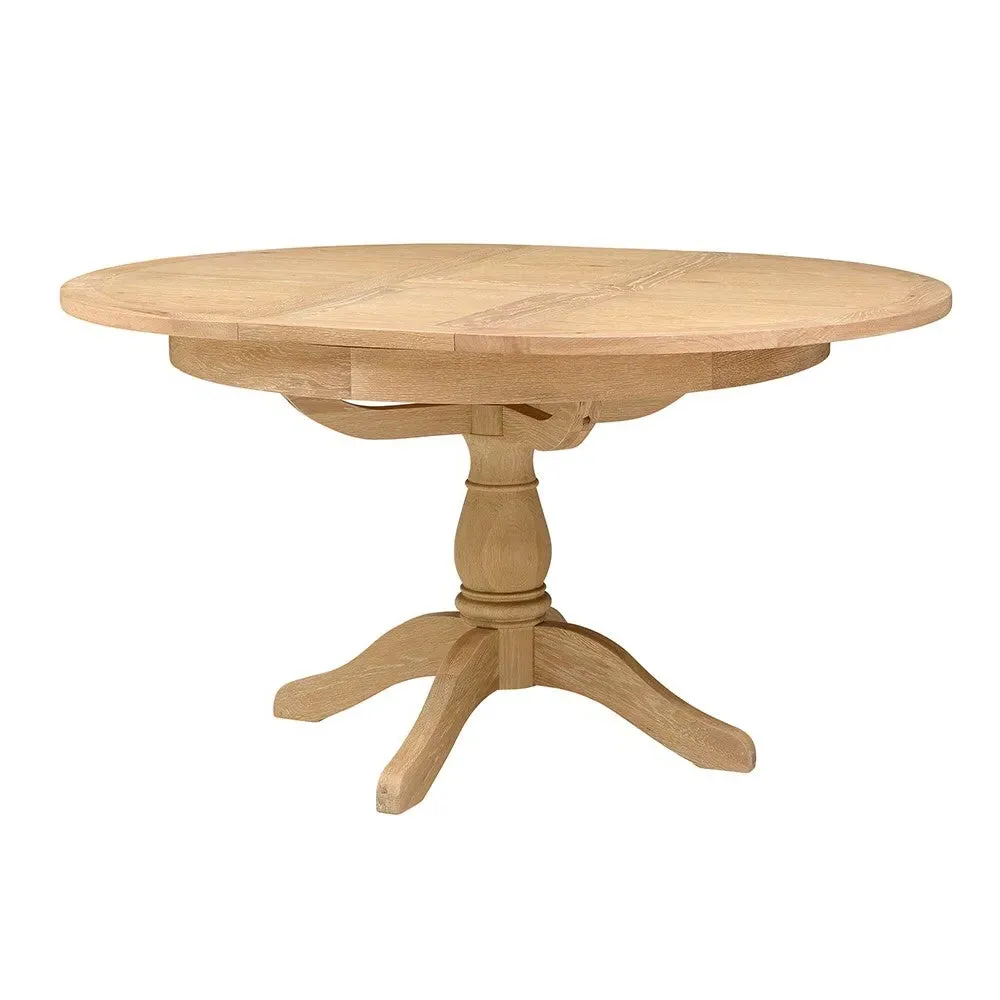 4-6 Seater Round Extending Dining Table - Whitewash, Oak