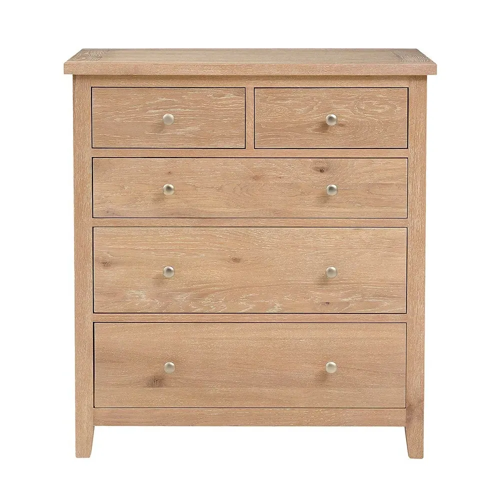 5 Drawer Chest - Whitewash, Oak