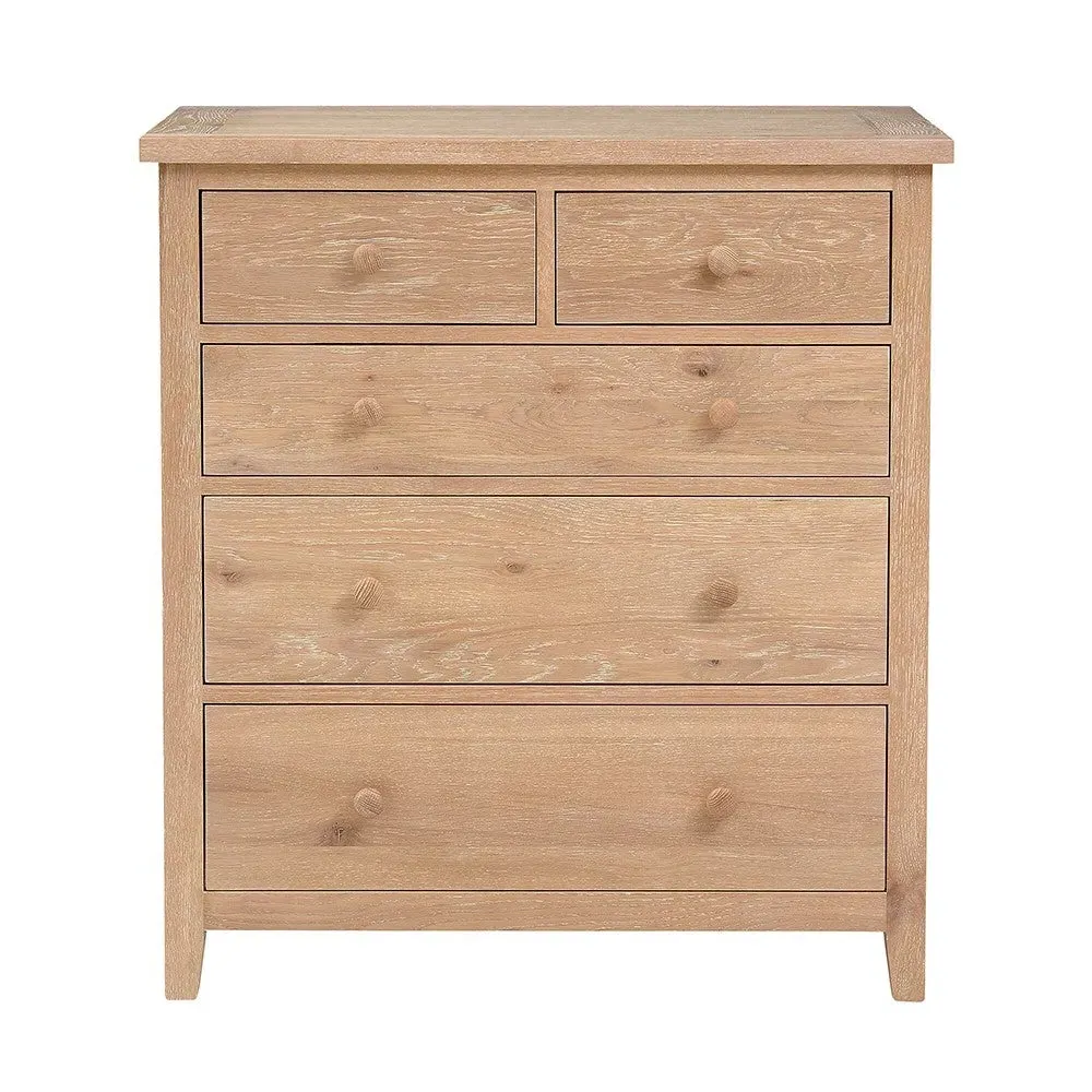 5 Drawer Chest - Whitewash, Oak