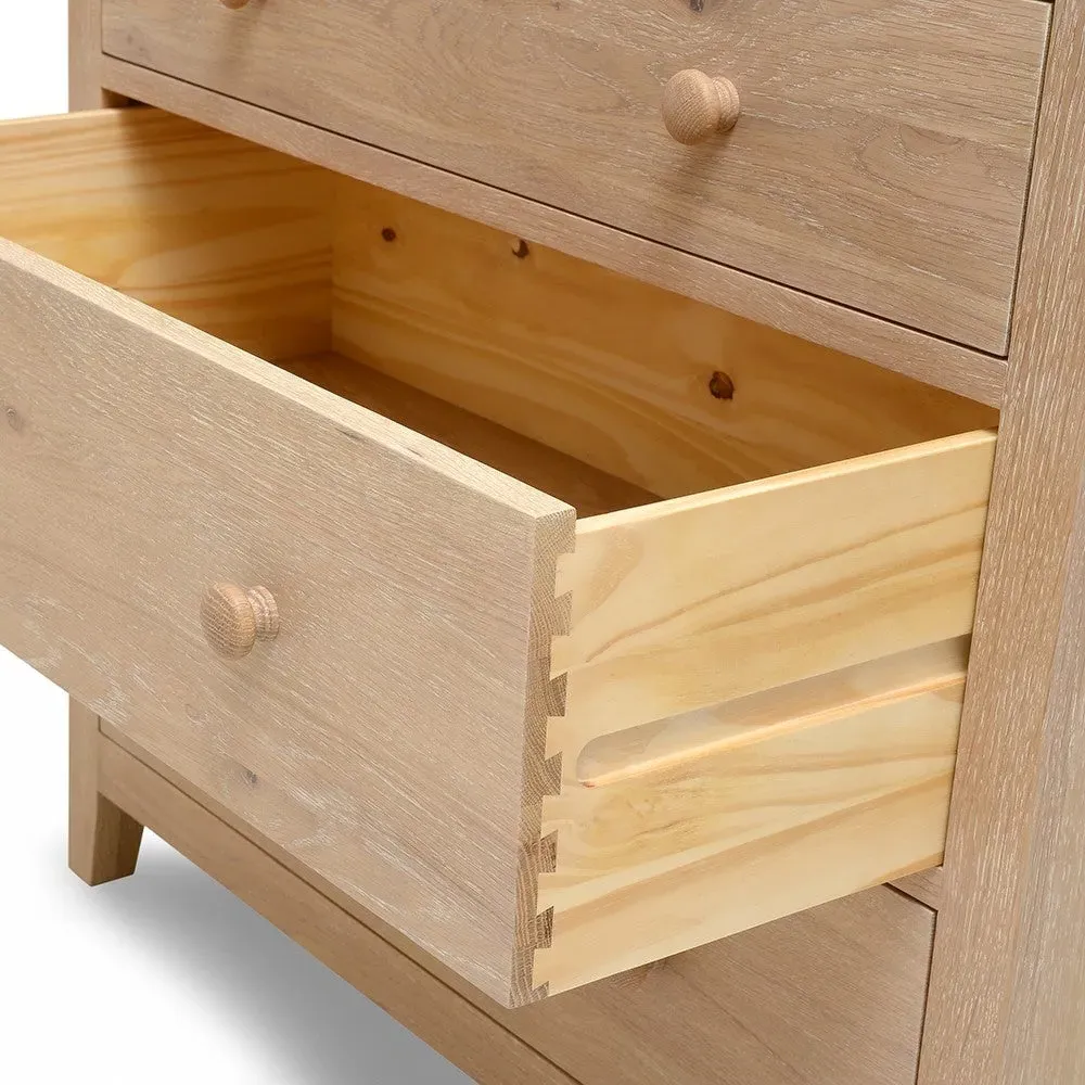 5 Drawer Chest - Whitewash, Oak