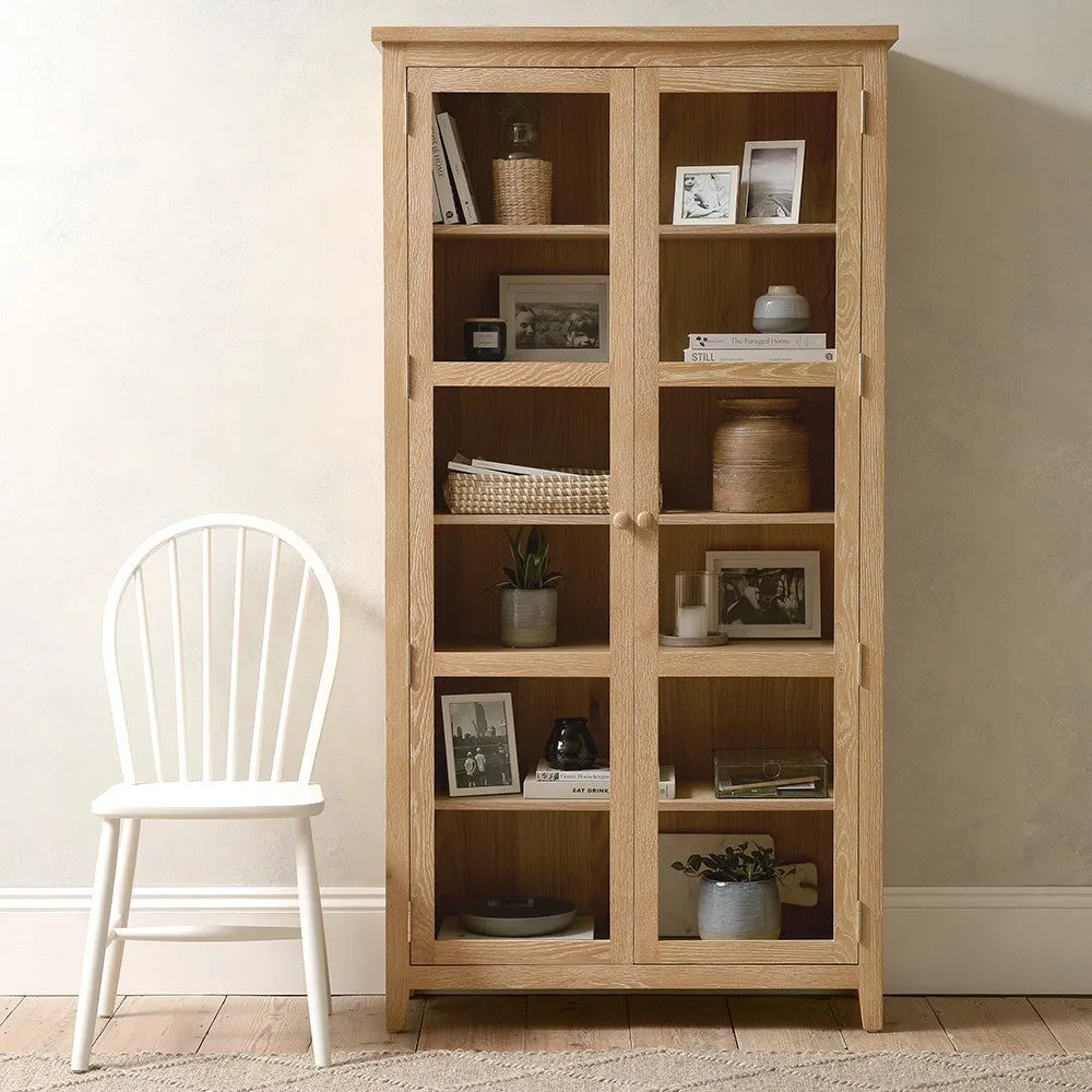 Glass Display Cabinet - Whitewash, Oak