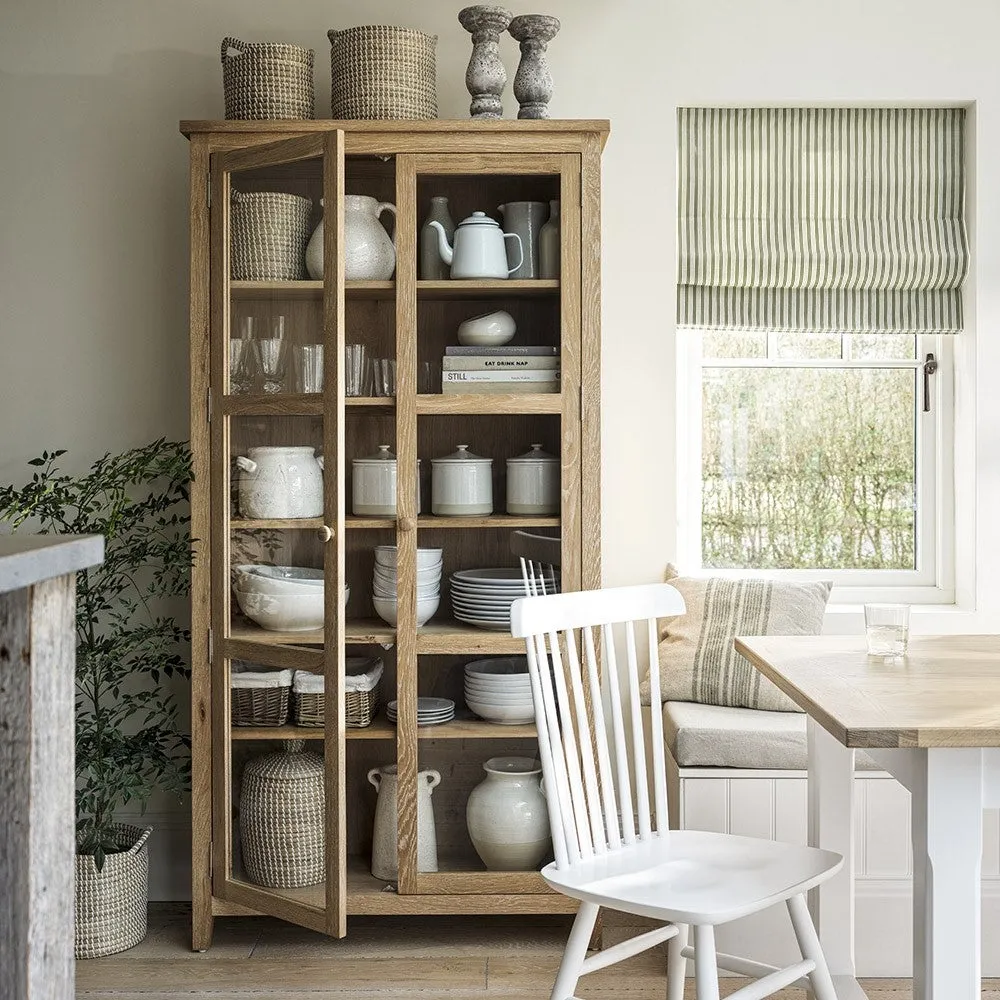 Glass Display Cabinet - Whitewash, Oak