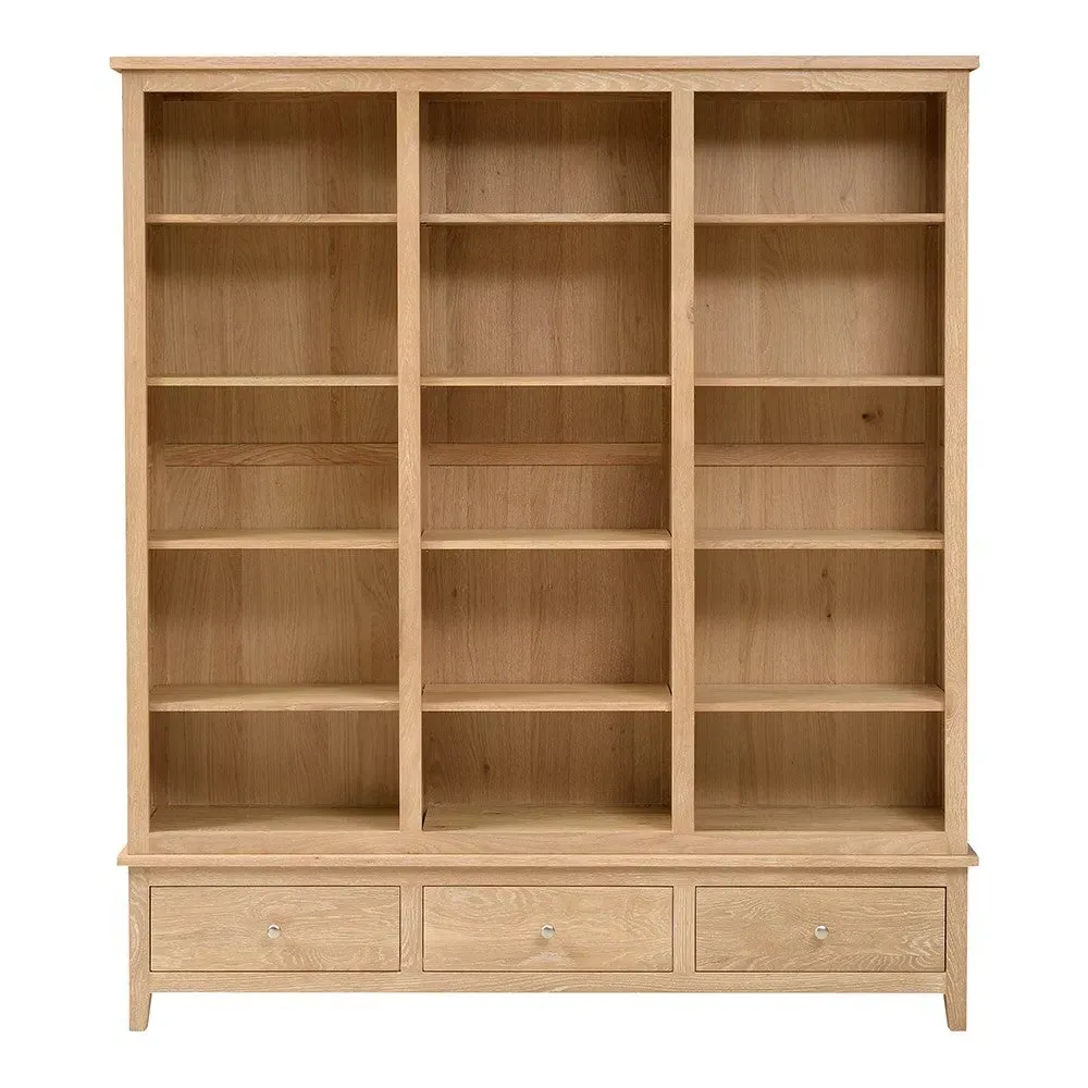 Grand Bookcase with Drawers - Whitewash, Oak
