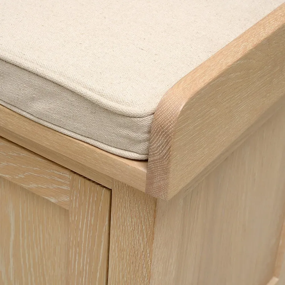 Hidden Shoe Cupboard with Bench - Whitewash, Oak