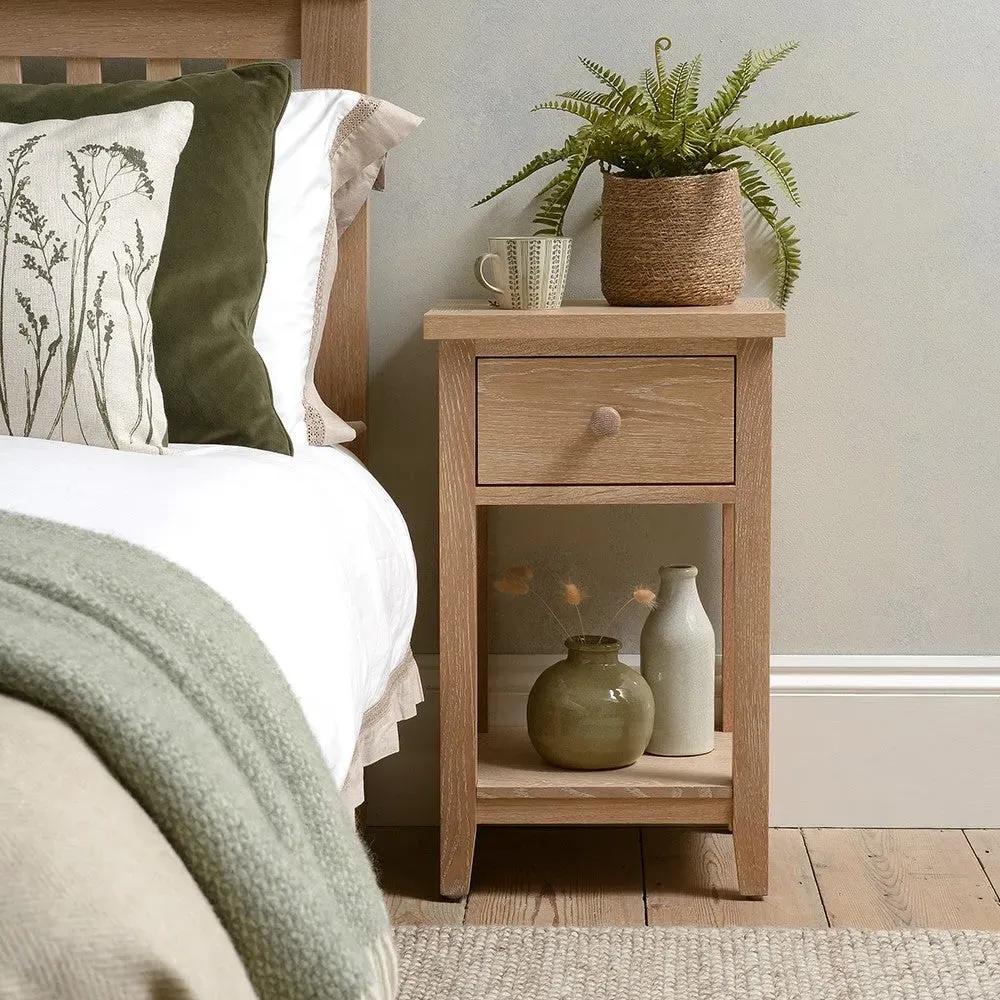 Inglesham 1 Drawer Bedside - Whitewash, Oak
