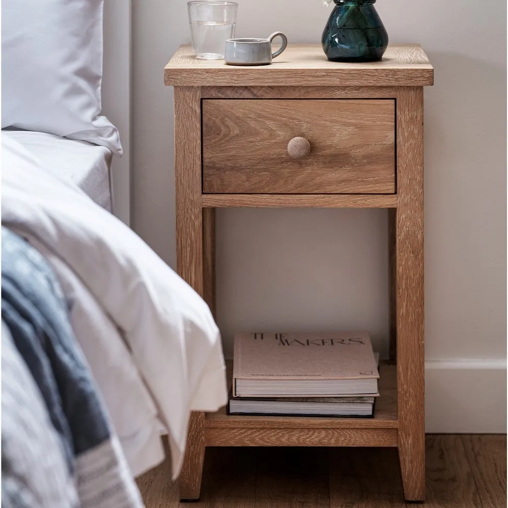 Inglesham 1 Drawer Bedside - Whitewash, Oak