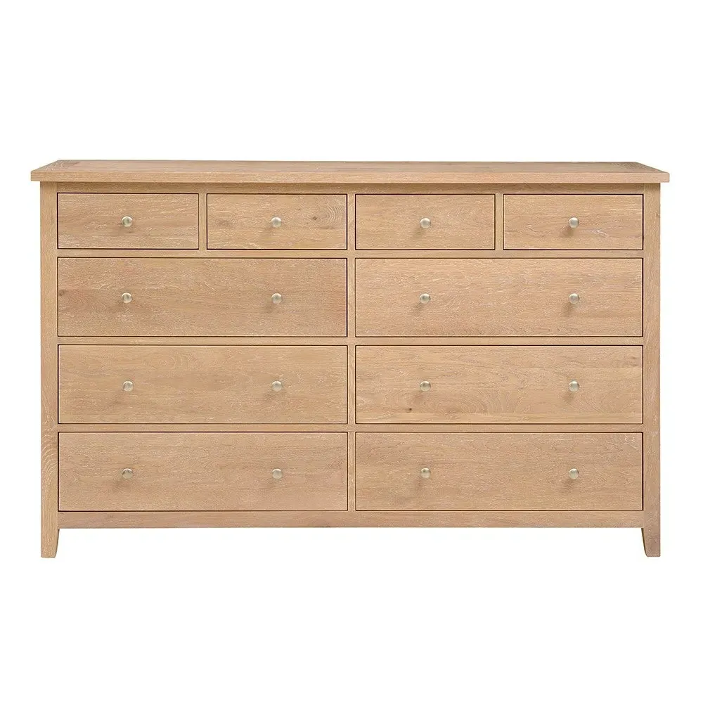 Inglesham 10 Drawer Chest - Whitewash, Oak