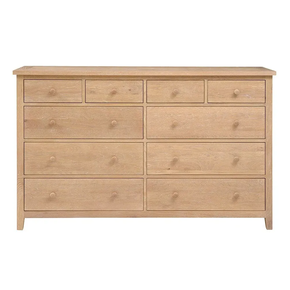 Inglesham 10 Drawer Chest - Whitewash, Oak