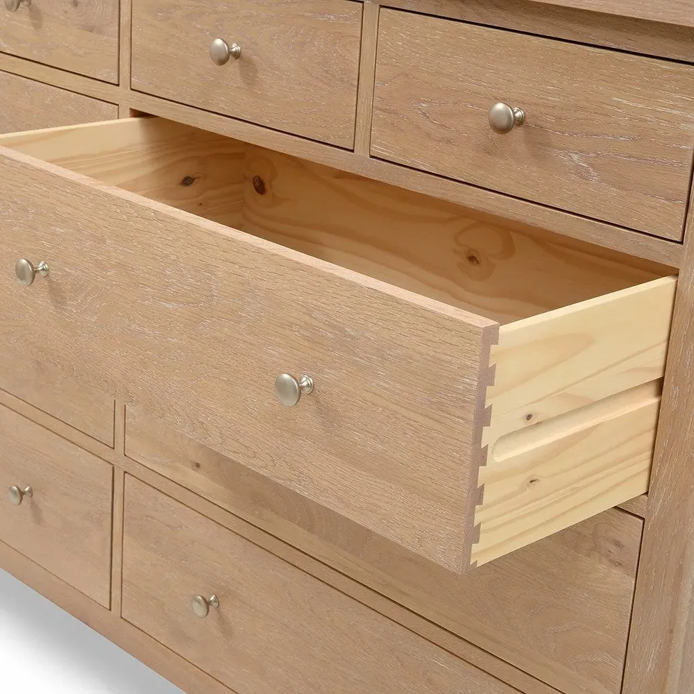 Inglesham 10 Drawer Chest - Whitewash, Oak
