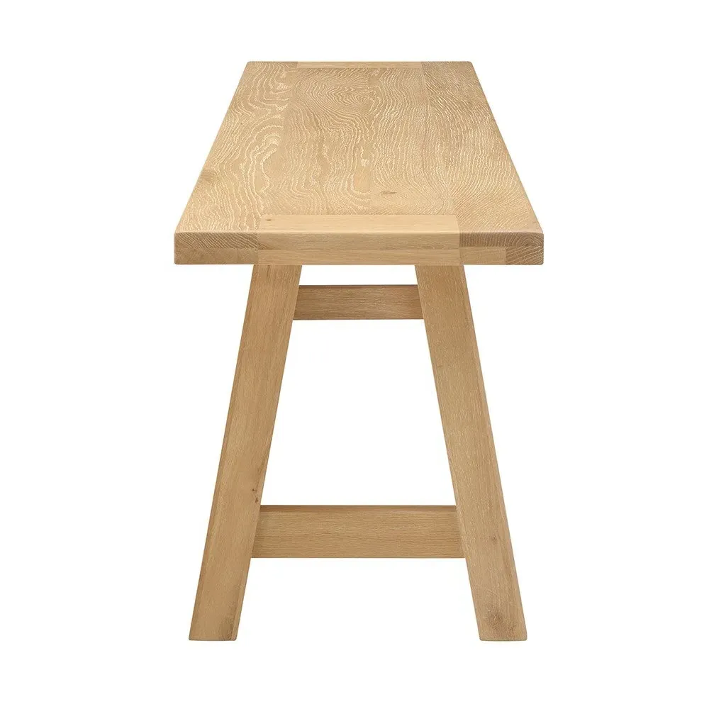 Inglesham 3-Seater Trestle Bench - Whitewash, Oak