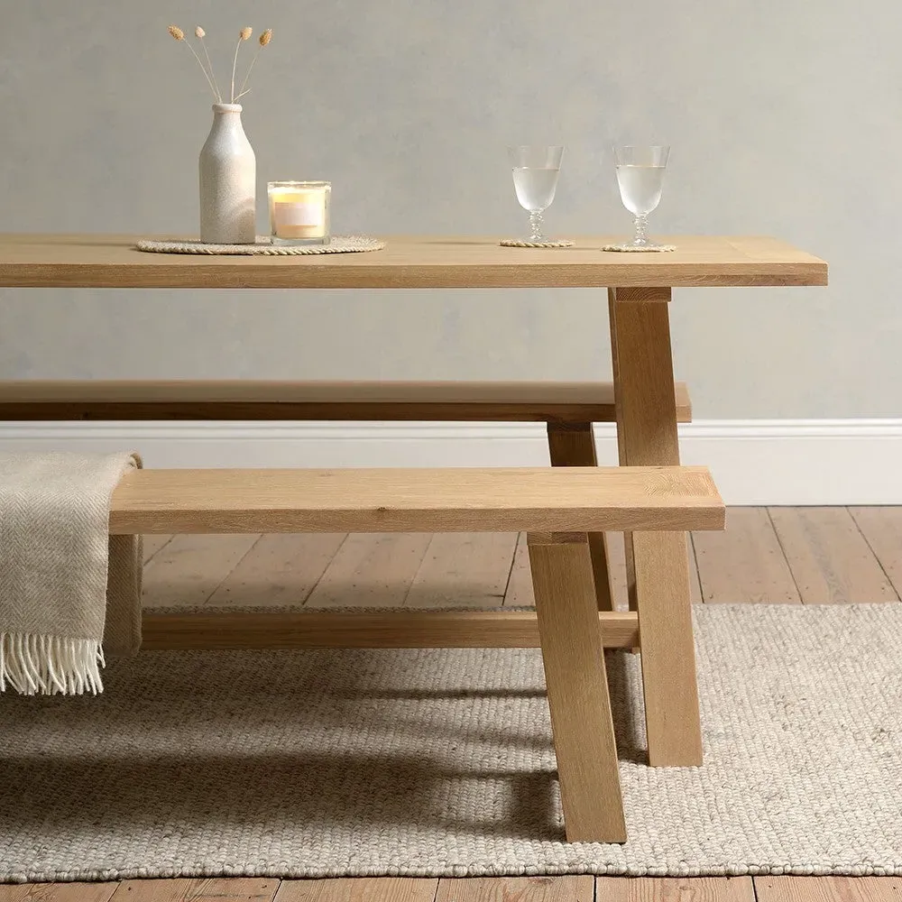 Inglesham 3-Seater Trestle Bench - Whitewash, Oak image