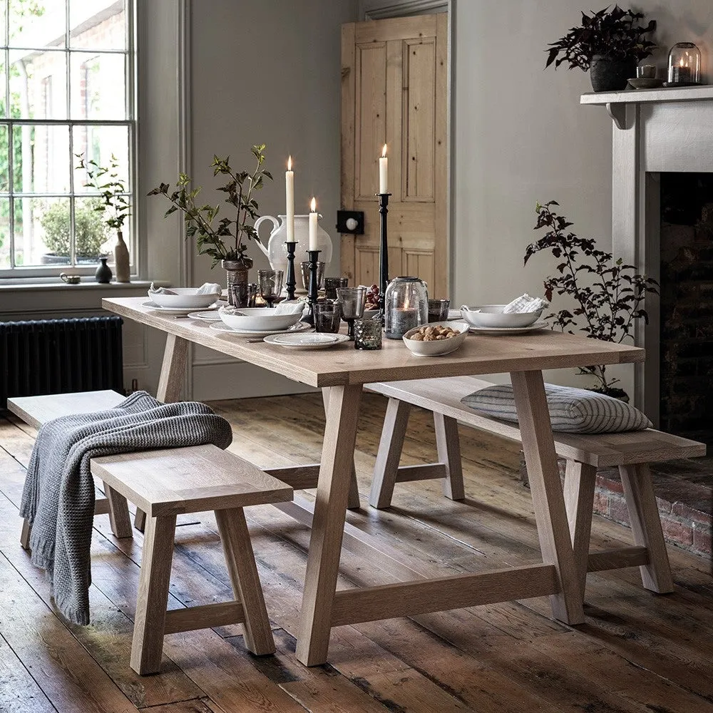 Inglesham 6-Seater Trestle Dining Table - Whitewash, Oak