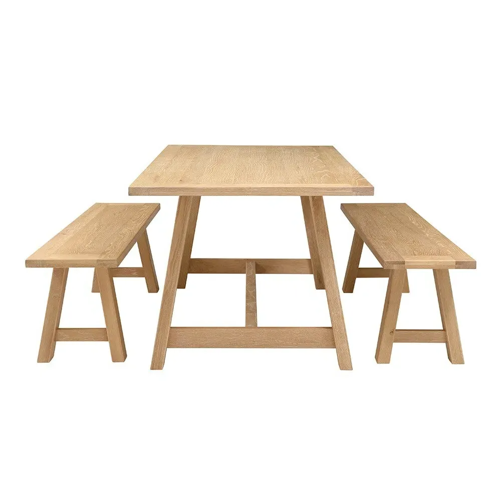 Inglesham 6-Seater Trestle Dining Table - Whitewash, Oak