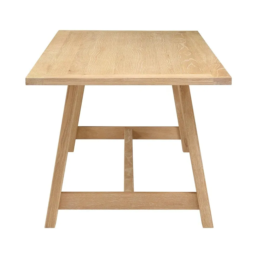 Inglesham 6-Seater Trestle Dining Table - Whitewash, Oak