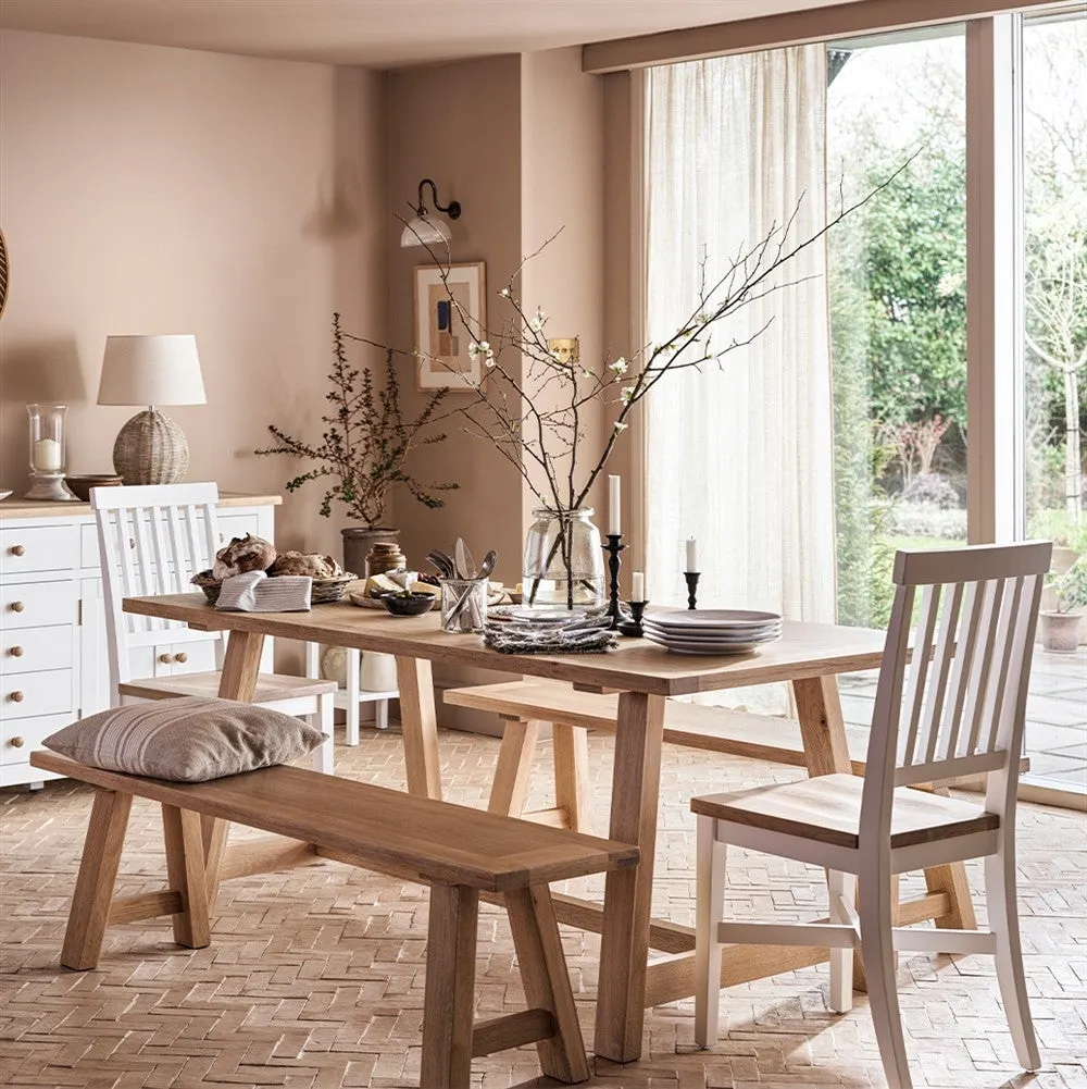 Inglesham 6-Seater Trestle Dining Table - Whitewash, Oak image