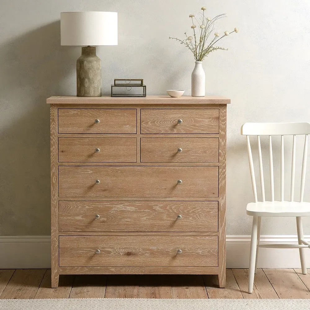 Inglesham 7 Drawer Chest - Whitewash, Oak