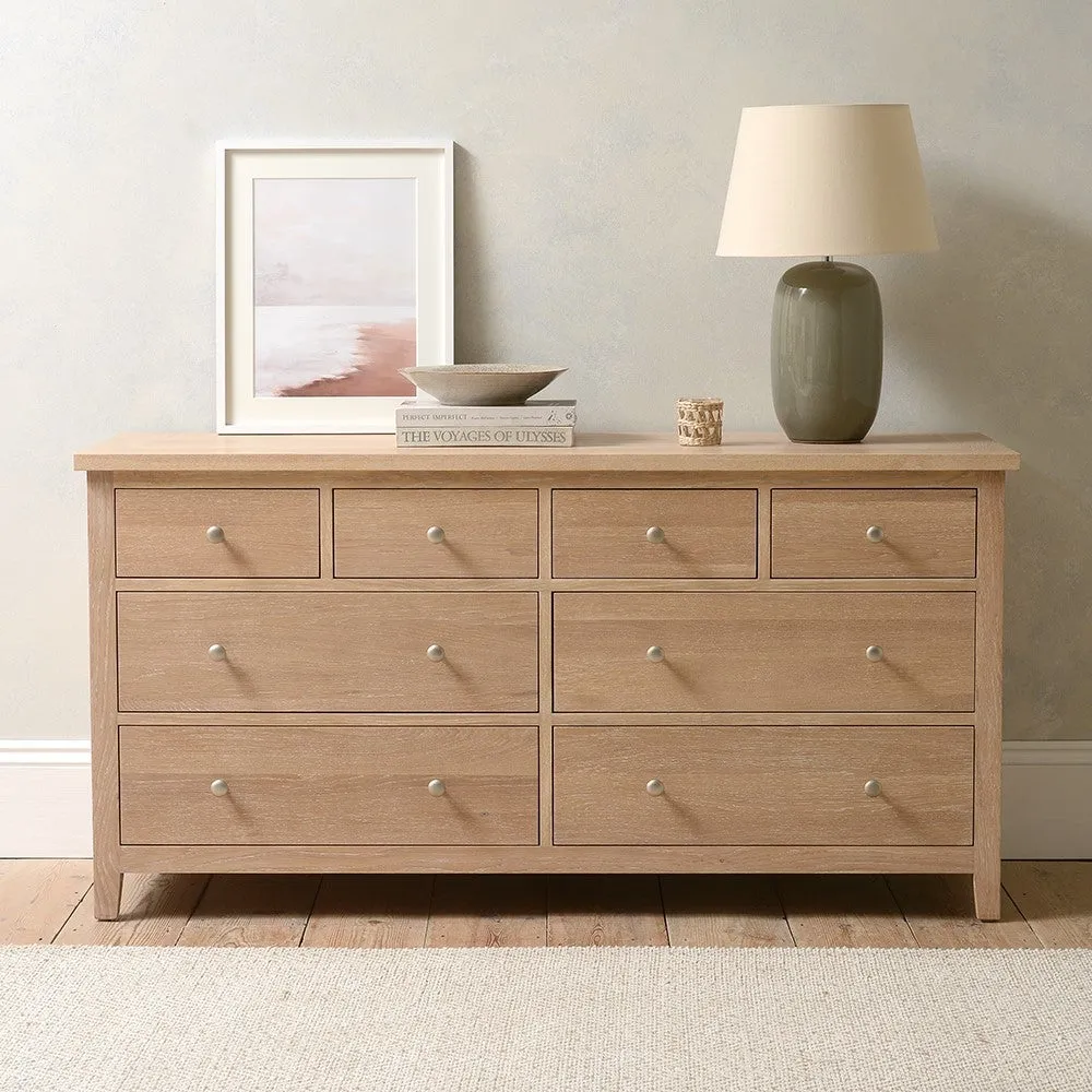 Inglesham 8 Drawer Wide Chest - Whitewash, Oak