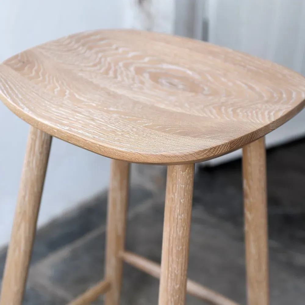 Inglesham Backless Bar Stool - Whitewash, Oak