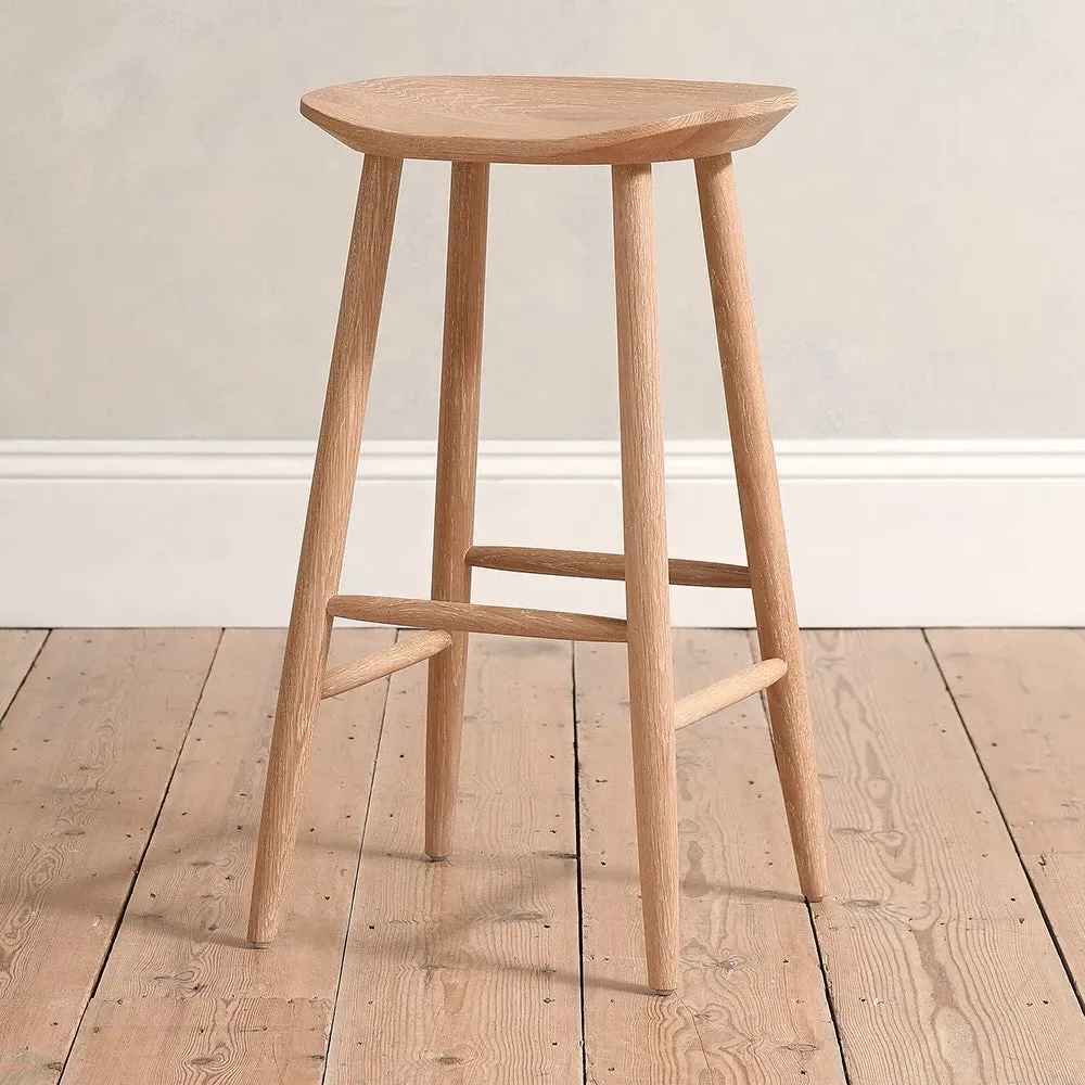 Inglesham Backless Bar Stool - Whitewash, Oak