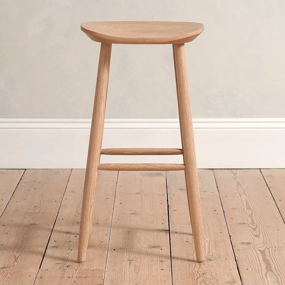 Inglesham Backless Bar Stool - Whitewash, Oak