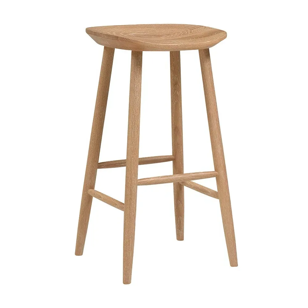 Inglesham Backless Bar Stool - Whitewash, Oak
