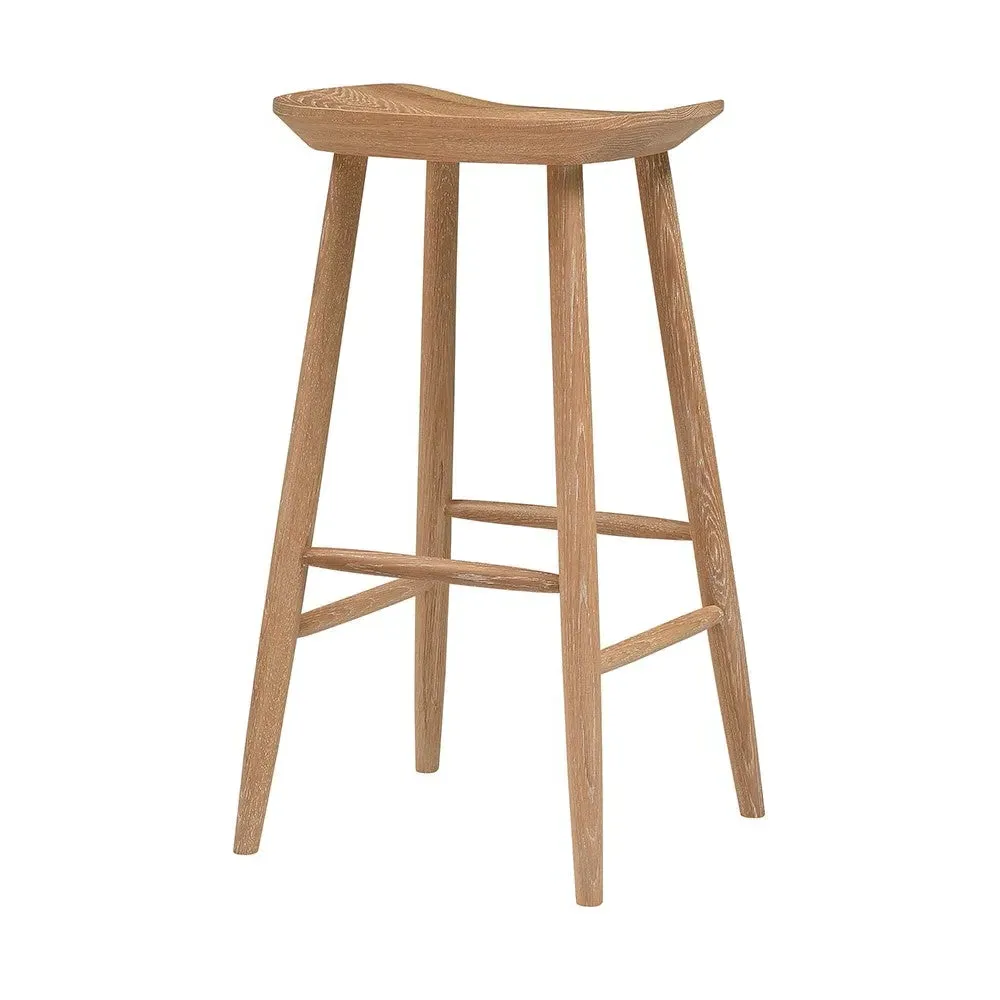 Inglesham Backless Bar Stool - Whitewash, Oak