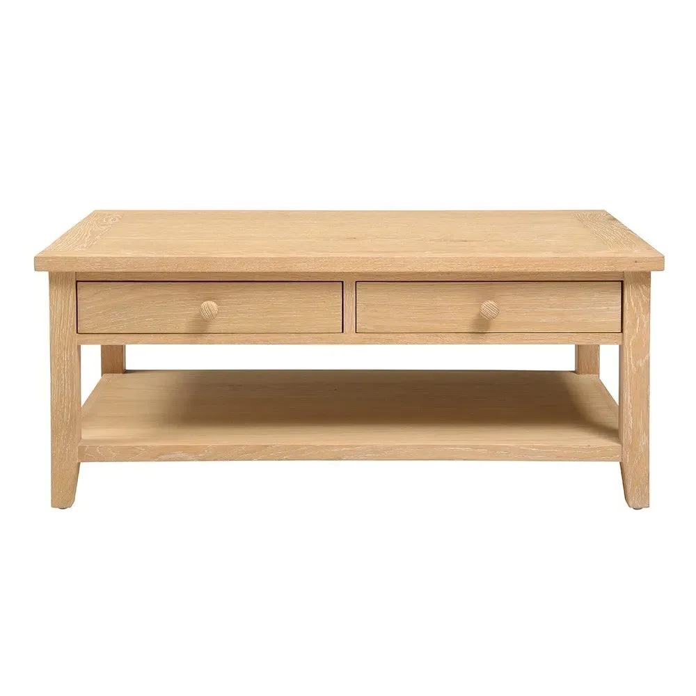 Inglesham Coffee Table with Drawers - Whitewash, Oak