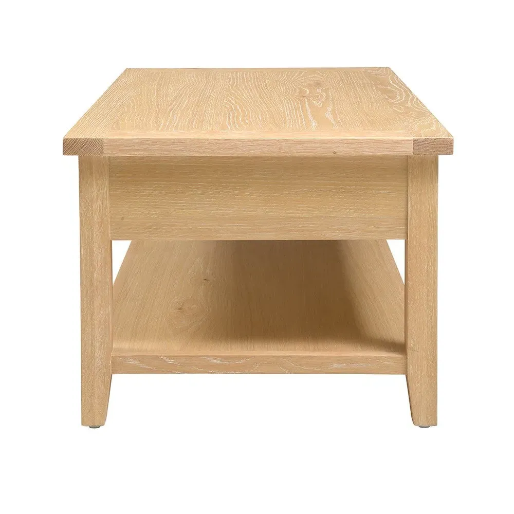 Inglesham Coffee Table with Drawers - Whitewash, Oak