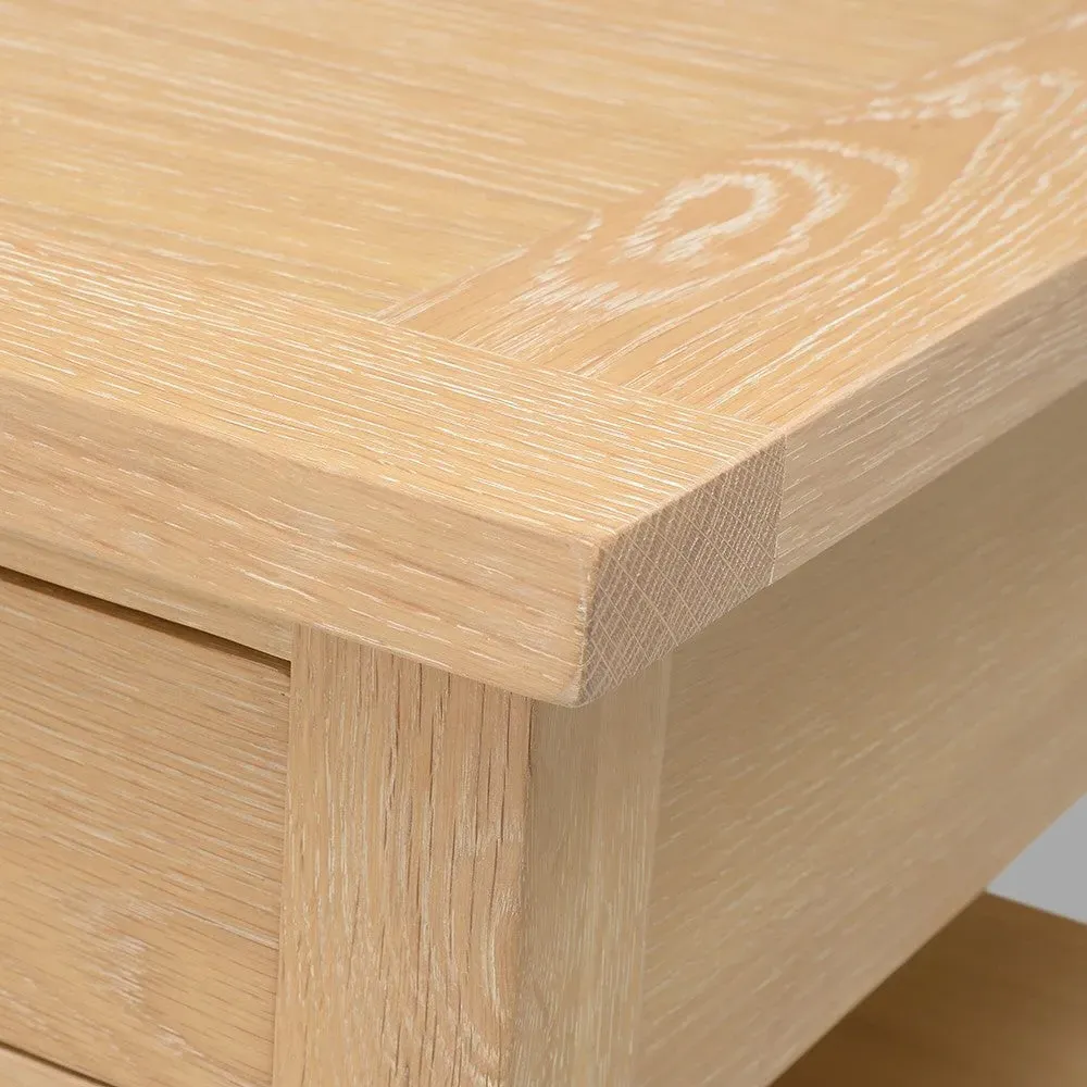 Inglesham Coffee Table with Drawers - Whitewash, Oak