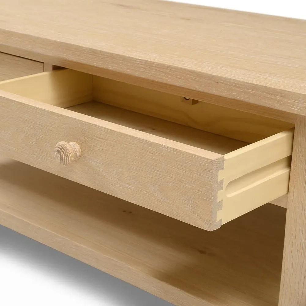 Inglesham Coffee Table with Drawers - Whitewash, Oak