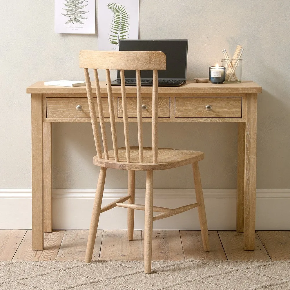 Inglesham Console Desk with Drawers - Whitewash, Oak